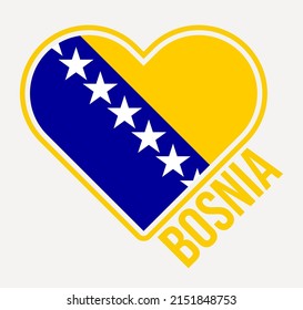 Bosnia heart flag badge. Made with Love from Bosnia logo. Flag of the country heart shape. Vector illustration.