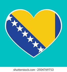 Bosnia Herzegonia heart flag. Love symbol. Vector illustration