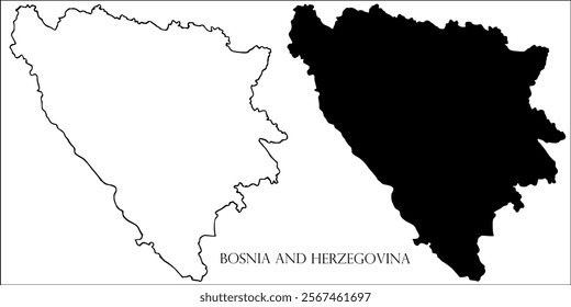 Bosnia and Herzegovina Blank Map, Bosnia and Herzegovina Map Outline Vector Images