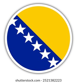 Bosnia and Herzegovina Button Flag Vector Template Design Illustrator