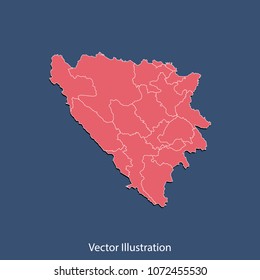 Bosnia Herzegovina Cantons map - High detailed color map of Bosnia Herzegovina Cantons. Multi colored country map in geometric style for your infographic