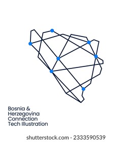 Bosnia Herzegovina Connection Tech Technology Geometric Polygonal Logo Vector Icon Illustration