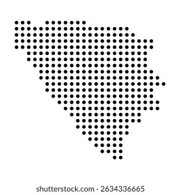 Bosnia and Herzegovina country dotted map. Black spot pixel illustration isolated on white background. Vector circle mosaic.