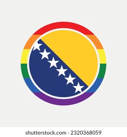Bosnia Herzegovina country flag circle - lgbt flag graphic element Illustration template design
