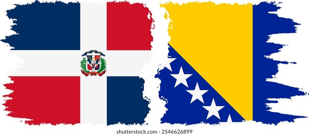 Bosnia and Herzegovina and Dominican Republic grunge flags connection, vector