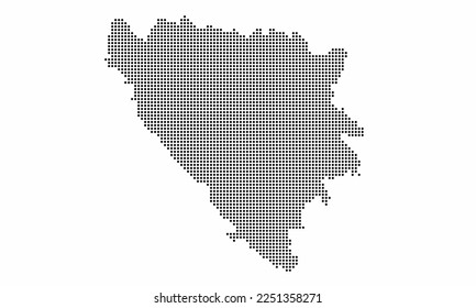 Bosnia and Herzegovina dotted map with grunge texture in dot style. Abstract vector illustration of a country map with halftone effect for infographic. 
