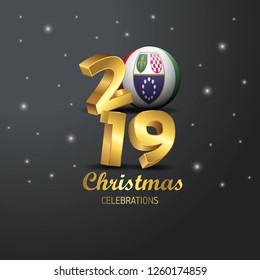 Bosnia and Herzegovina Flag 2019 Merry Christmas Typography. New Year Abstract Celebration background