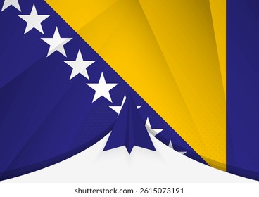 Bosnia and Herzegovina Flag with Abstract Paper Airplane Design, National Flag in a geometric folded paper style. Vector illustration.