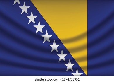 Bosnia and Herzegovina flag background with cloth texture. Bosnia and Herzegovina Flag vector illustration eps10. - Vector