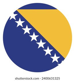 Bandera de Bosnia y Herzegovina. Icono de indicador de botón. Color estándar. Indicador de icono de círculo. Ilustración del equipo. Ilustración digital. Ilustración vectorial.