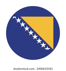 Bandera de Bosnia y Herzegovina. Icono de indicador de botón. Color estándar. Indicador de icono de círculo. Ilustración del equipo. Ilustración digital. Ilustración vectorial.