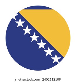 Bandera de Bosnia y Herzegovina. Icono de indicador de botón. Color estándar. Indicador de icono de círculo. Ilustración del equipo. Ilustración digital. Ilustración vectorial.