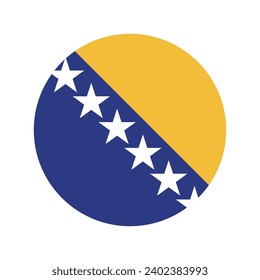 Bandera de Bosnia y Herzegovina. Icono de indicador de botón. Color estándar. Indicador de icono de círculo. Ilustración del equipo. Ilustración digital. Ilustración vectorial.