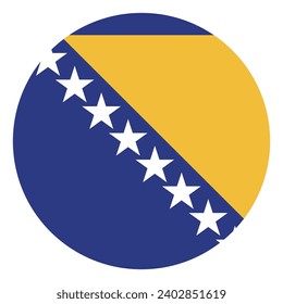 Bandera de Bosnia y Herzegovina. Icono de indicador de botón. Color estándar. Indicador de icono de círculo. Ilustración del equipo. Ilustración digital. Ilustración vectorial.