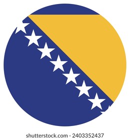 Bandera de Bosnia y Herzegovina. Icono de indicador de botón. Color estándar. Indicador de icono de círculo. Ilustración del equipo. Ilustración digital. Ilustración vectorial.