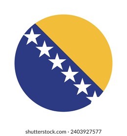 Bandera de Bosnia y Herzegovina. Icono de indicador de botón. Color estándar. Indicador de icono de círculo. Ilustración del equipo. Ilustración digital. Ilustración vectorial.