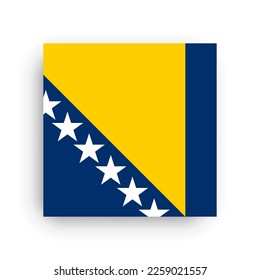 Bosnia and Herzegovina flag - flat vector square with sharp corners and dropped shadow.