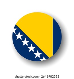 Bosnia and Herzegovina flag - flat vector circle icon or badge with dropped shadow.