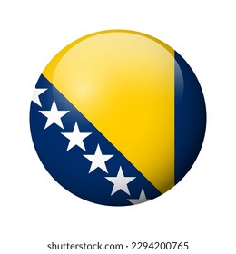 Bosnia and Herzegovina flag - glossy circle badge. Vector icon.