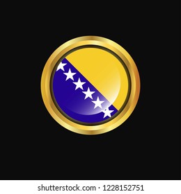 Bosnia and Herzegovina flag Golden button