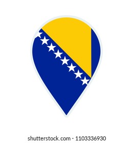Bosnia and Herzegovina flag icon. Travel icon. Travel destination of Bosnia and Herzegovina. Bosnia and Herzegovina badge. Flag badge.