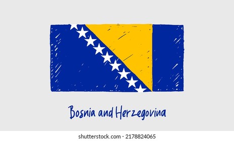 Bosnia and Herzegovina Flag Marker or Pencil Sketch Illustration Vector