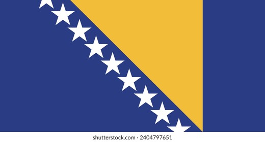 Bosnia and Herzegovina flag. The official ratio. Flag icon. Standard color. Standard size. A rectangular flag. Computer illustration. Digital illustration. Vector illustration.