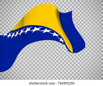 Bosnia and Herzegovina flag on transparent background. Vector illustration