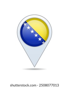 Bosnia and Herzegovina - flag pin for map. Vector illustration.