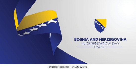 Bosnia and Herzegovina flag ribbon Independence Day vector poster