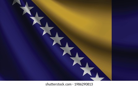 Bosnia and Herzegovina flag waving. background for patriotic and national design. vector illustration 