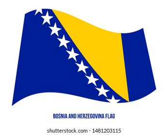 Bosnia and Herzegovina Flag Waving Vector Illustration on White Background. Bosnia and Herzegovina National Flag.