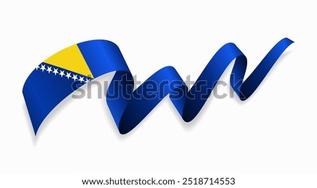 Bosnia and Herzegovina flag wavy abstract background. Vector illustration.