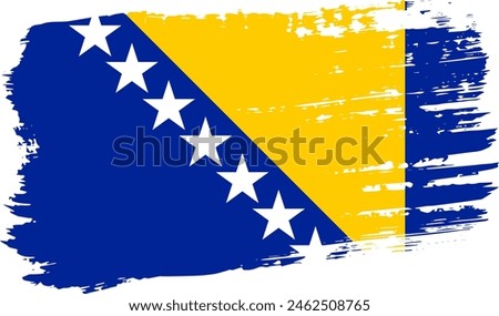 Bosnia and Herzegovina flag, wide brush stroke on transparent background, vector.