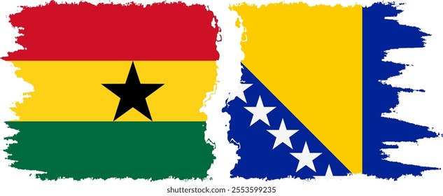 Bosnia and Herzegovina and Ghana grunge flags connection, vector