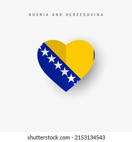 Bosnia and Herzegovina heart shaped flag. Origami paper cut Bosnian national banner. 3D vector illustration isolated on white with soft shadow.