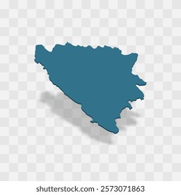 Bosnia and Herzegovina high detailed vector representation of country silhouette. 3D map on transparent background with dropped shadow. For educational, decorative, or informational use.