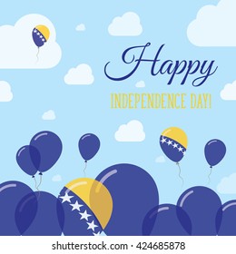 Bosnia and Herzegovina Independence Day Flat Patriotic Design. Bosnian, Herzegovinian Flag Balloons. Happy National Day Bosnia and Herzegovina Vector Patriotic Design.