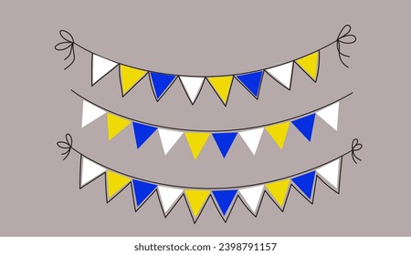 Bosnia and  Herzegovina independence day greeting card. Holiday garland  triangular flags. Decorative garland set. Doodle vector illustration.