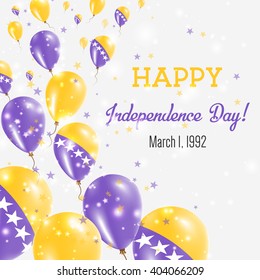 Bosnia and Herzegovina Independence Day Greeting Card. Flying Balloons in Bosnian, Herzegovinian National Colors. Happy Independence Day Bosnia and Herzegovina Vector Illustration.