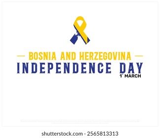 BOSNIA AND HERZEGOVINA Independence Day vector design on a white background with ribbon flag, Typographic Design of BOSNIA AND HERZEGOVINA Independence Day, Ribbon of BOSNIA AND HERZEGOVINA