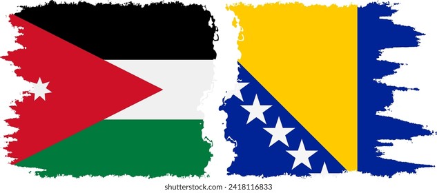 Conexión de banderas grises de Bosnia y Herzegovina y Jordania, vector