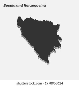 Bosnia and Herzegovina map 3d silhouette. Vector illustration.