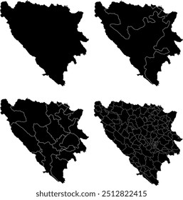 BOSNIA AND HERZEGOVINA MAP with its administrative divisions and regions