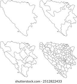 BOSNIA AND HERZEGOVINA MAP with its administrative divisions and regions