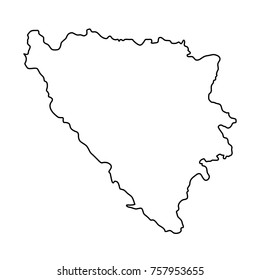 Bosnia and Herzegovina map of black contour curves on white background of vector illustration