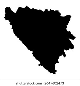 Bosnia Herzegovina Map - black World Map International vector template with High detailed isolated on white background - Vector