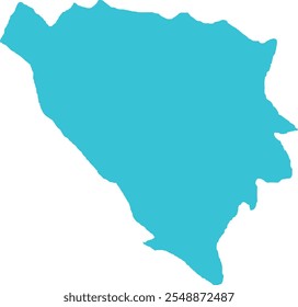 Mapa da Bósnia e Herzegovina em Azul, Mapa do país, Bósnia e Herzegovina, Mapa da fronteira, Linha de fronteira da Bósnia e Herzegovina, Mapa geográfico