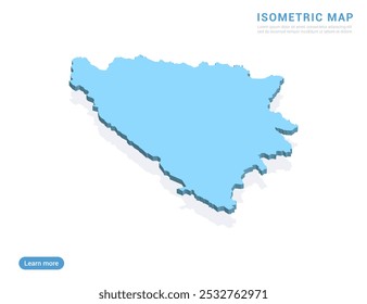 Bosnia and Herzegovina map blue on white background with isometric vector.