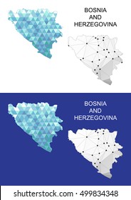 Bosnia and Herzegovina map in geometric polygonal style. Abstract gems triangle.